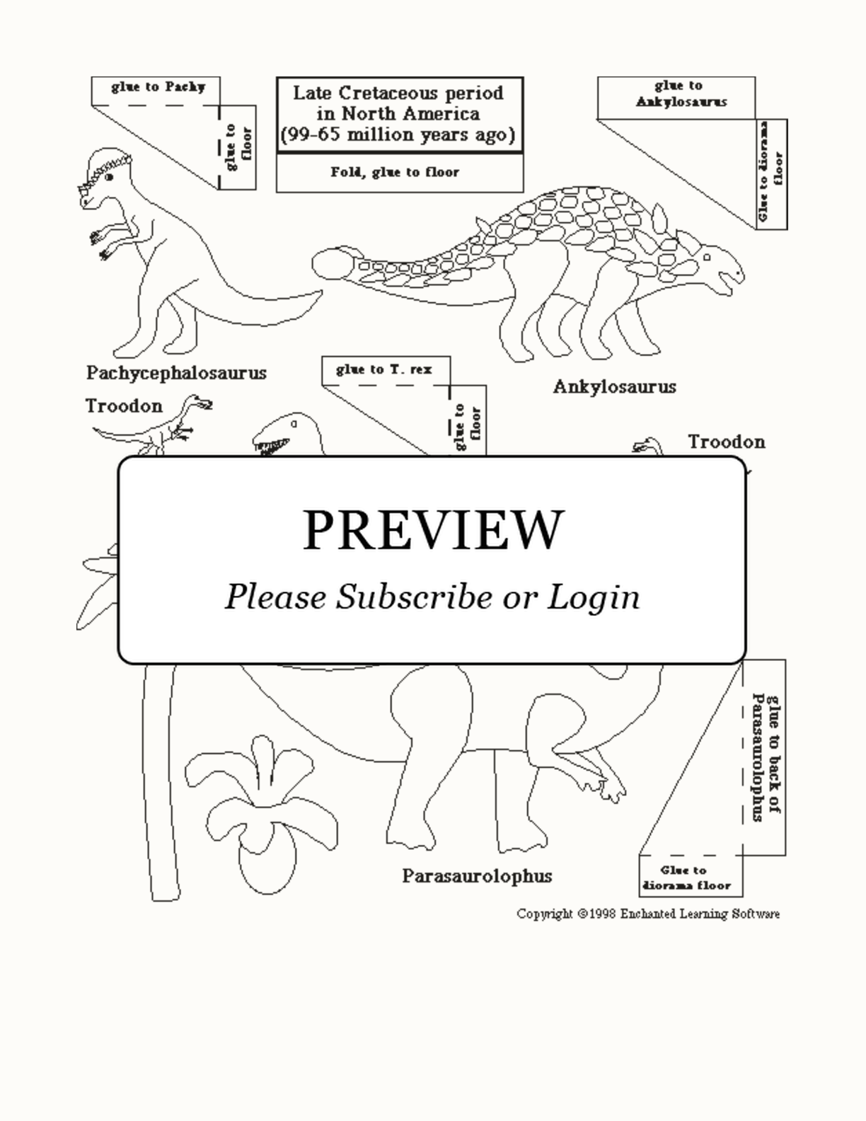 Dinosaur Diorama Template Cretaceous #2 interactive printout page 1