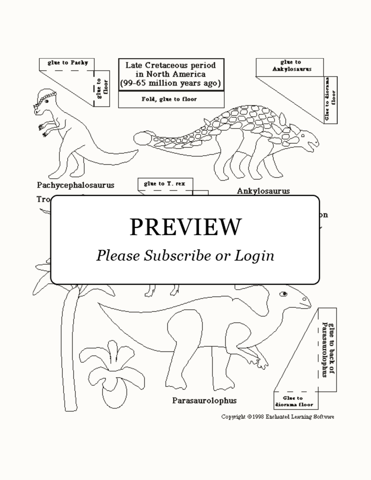 Dinosaur Diorama Template Cretaceous #2 interactive printout page 1