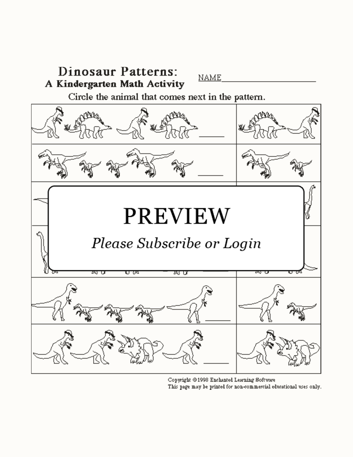 Dinosaur Patterns interactive worksheet page 1