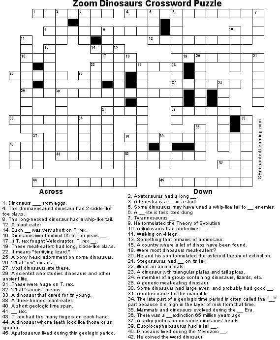 Search result: 'Dinosaur Crossword Puzzle'