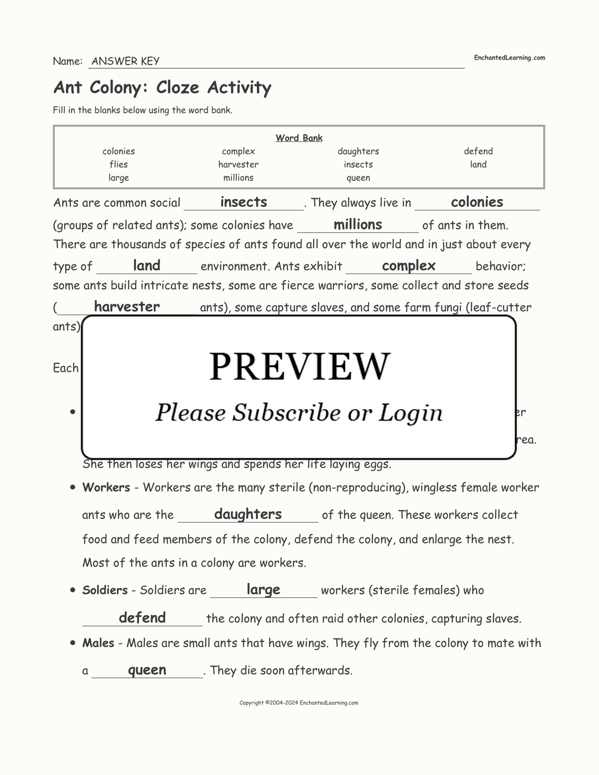 Ant Colony: Cloze Activity interactive worksheet page 2