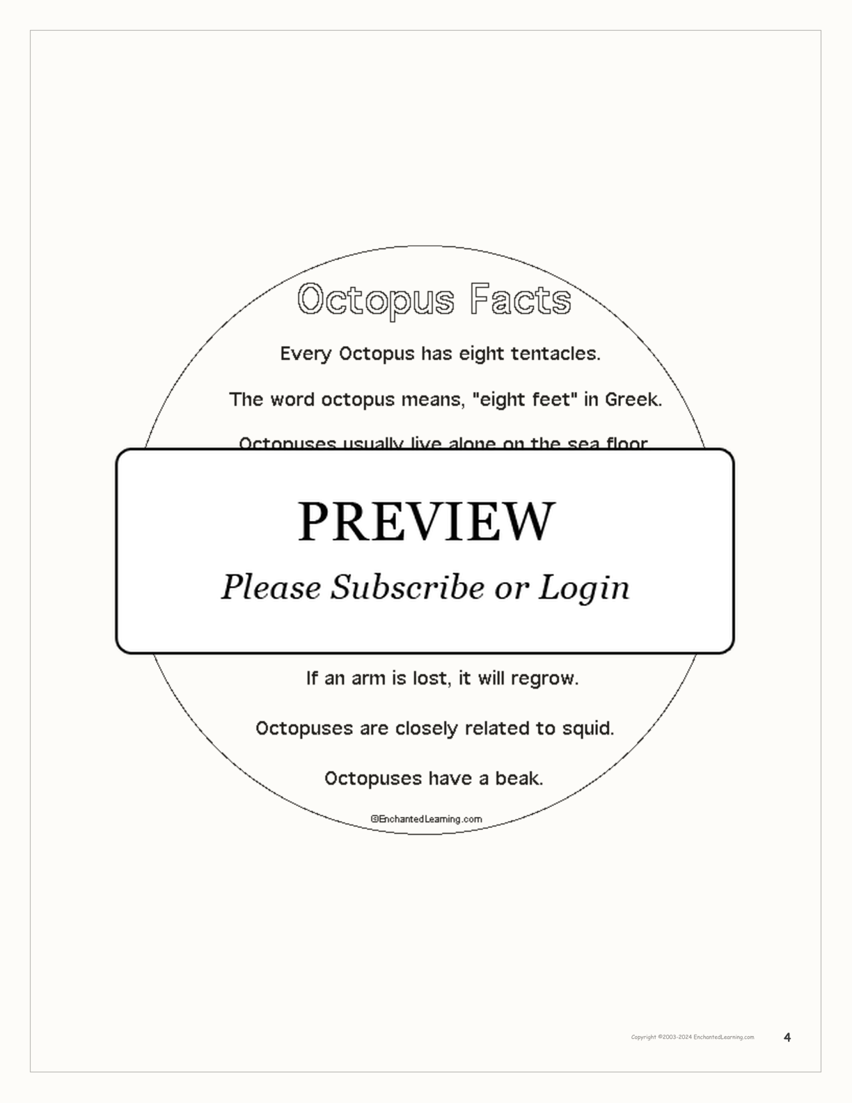 Octopus Shape Book Printouts interactive worksheet page 4