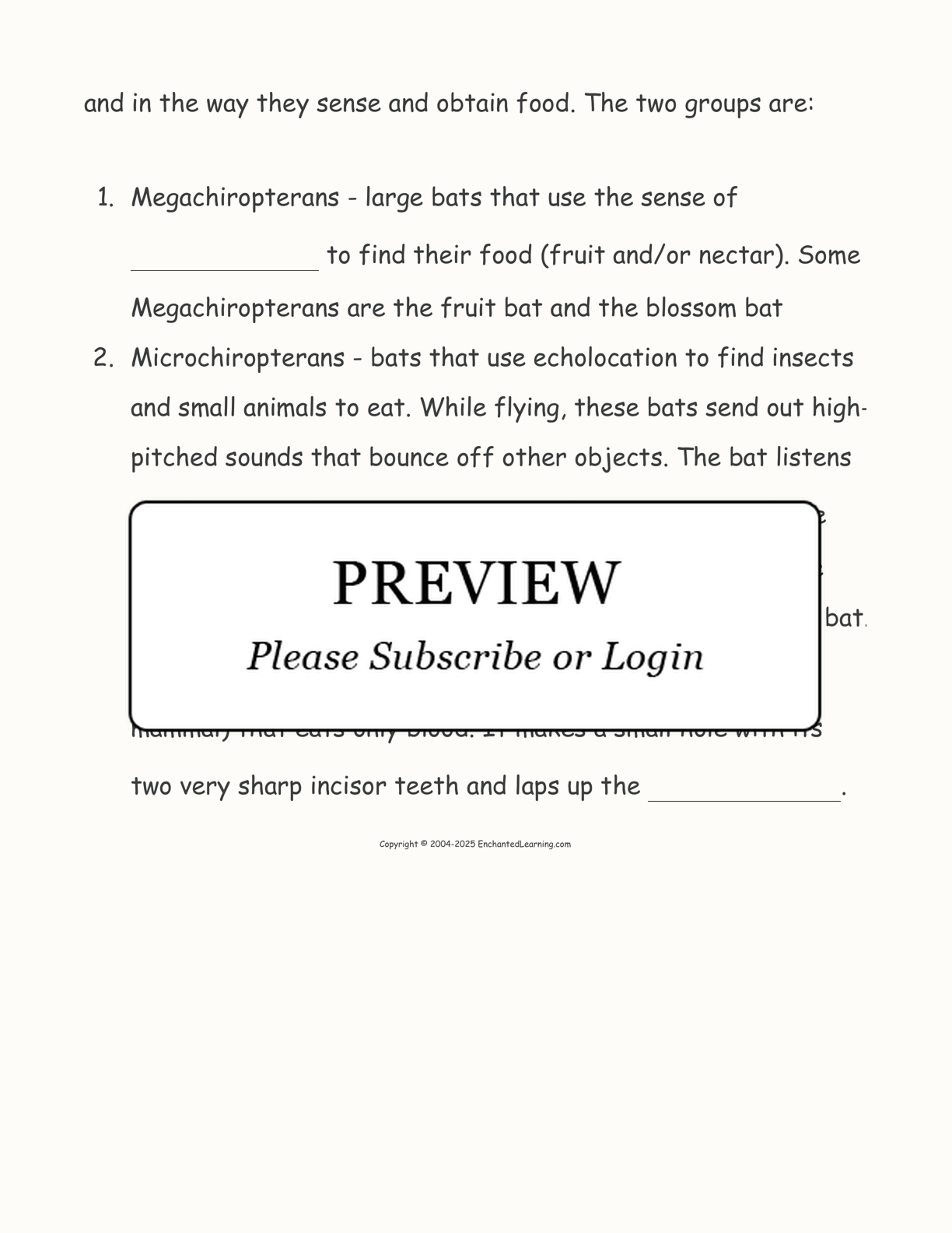 Bats: Cloze Activity interactive worksheet page 2