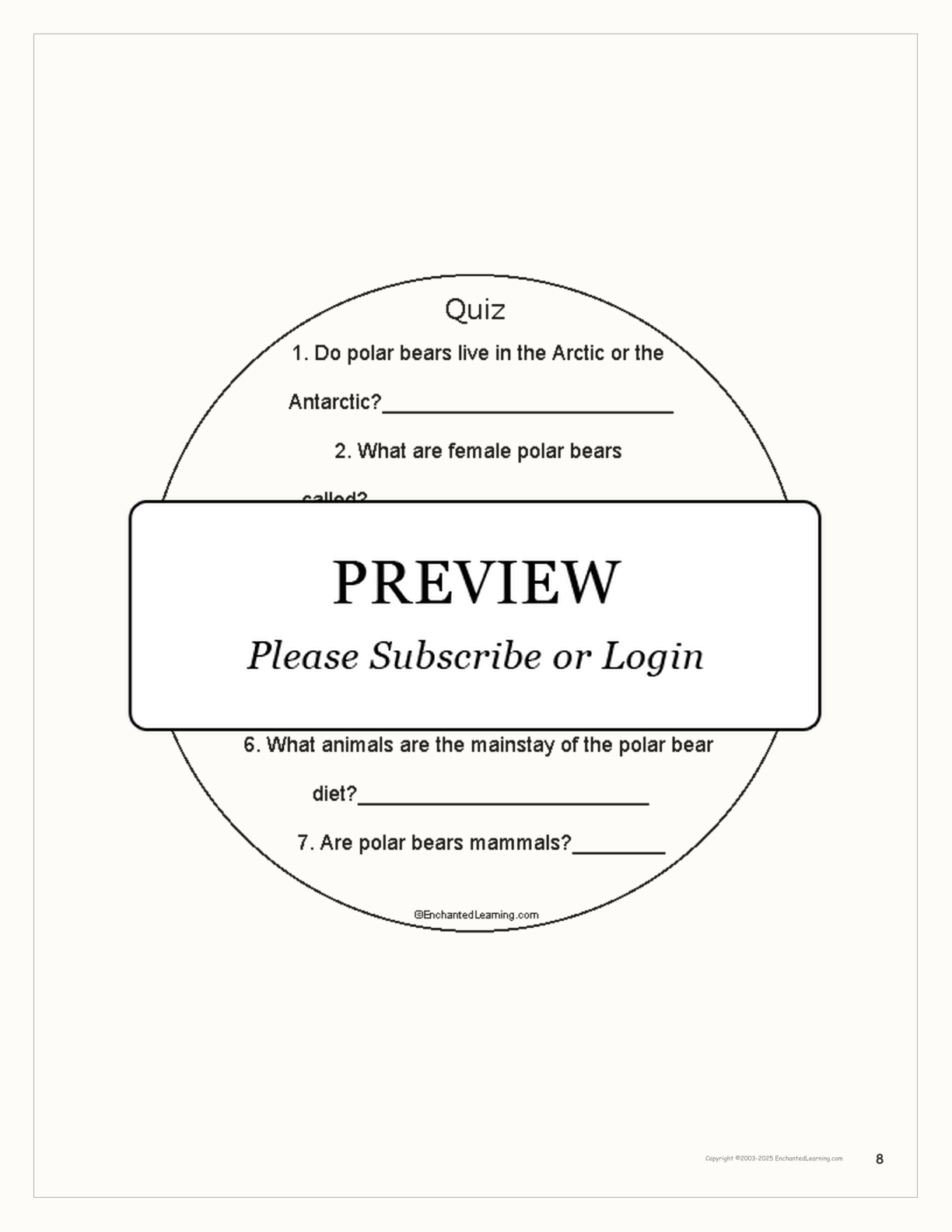 Polar Bear Book interactive printout page 8