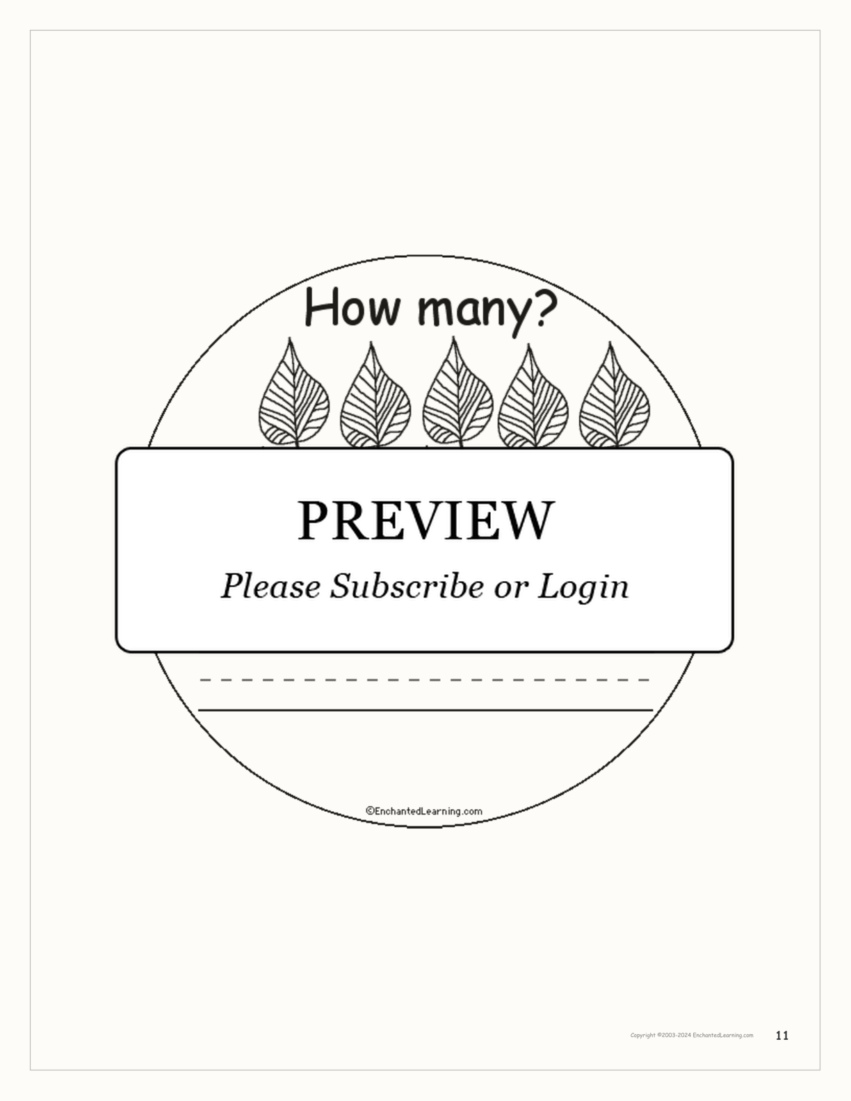 How Many Leaves? interactive printout page 11