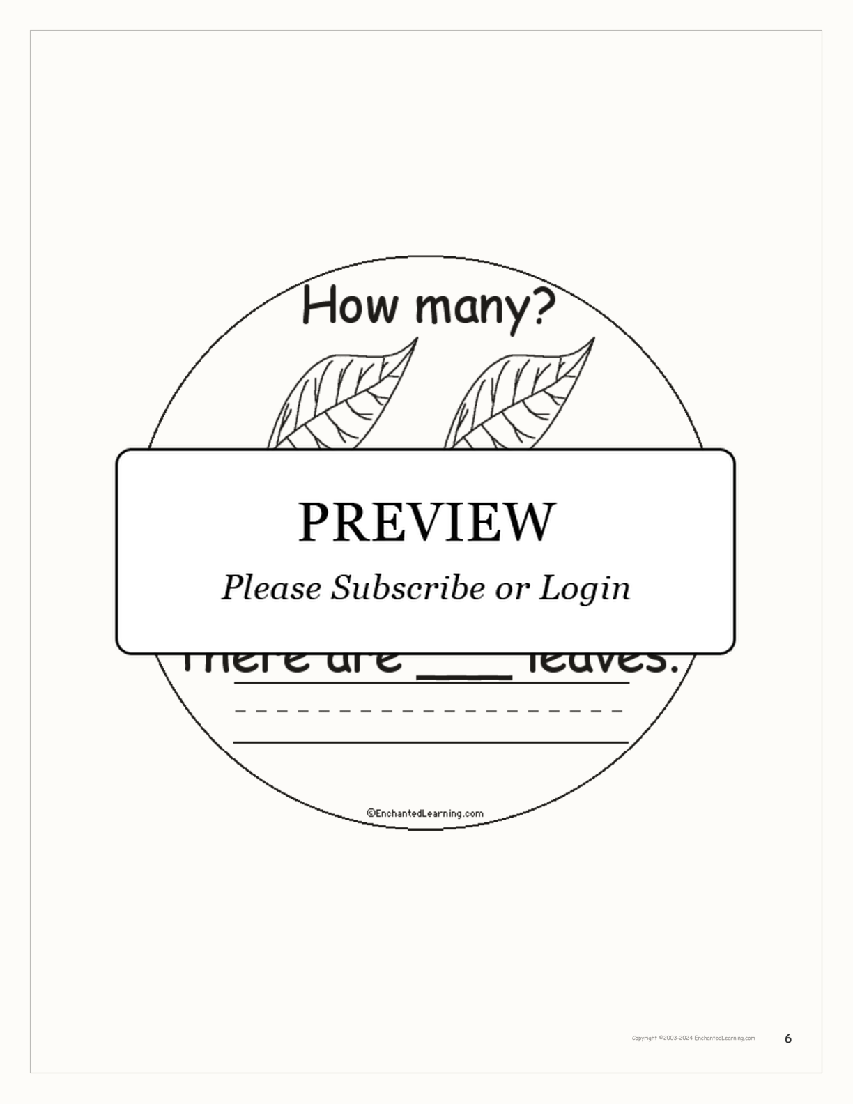 How Many Leaves? interactive printout page 6