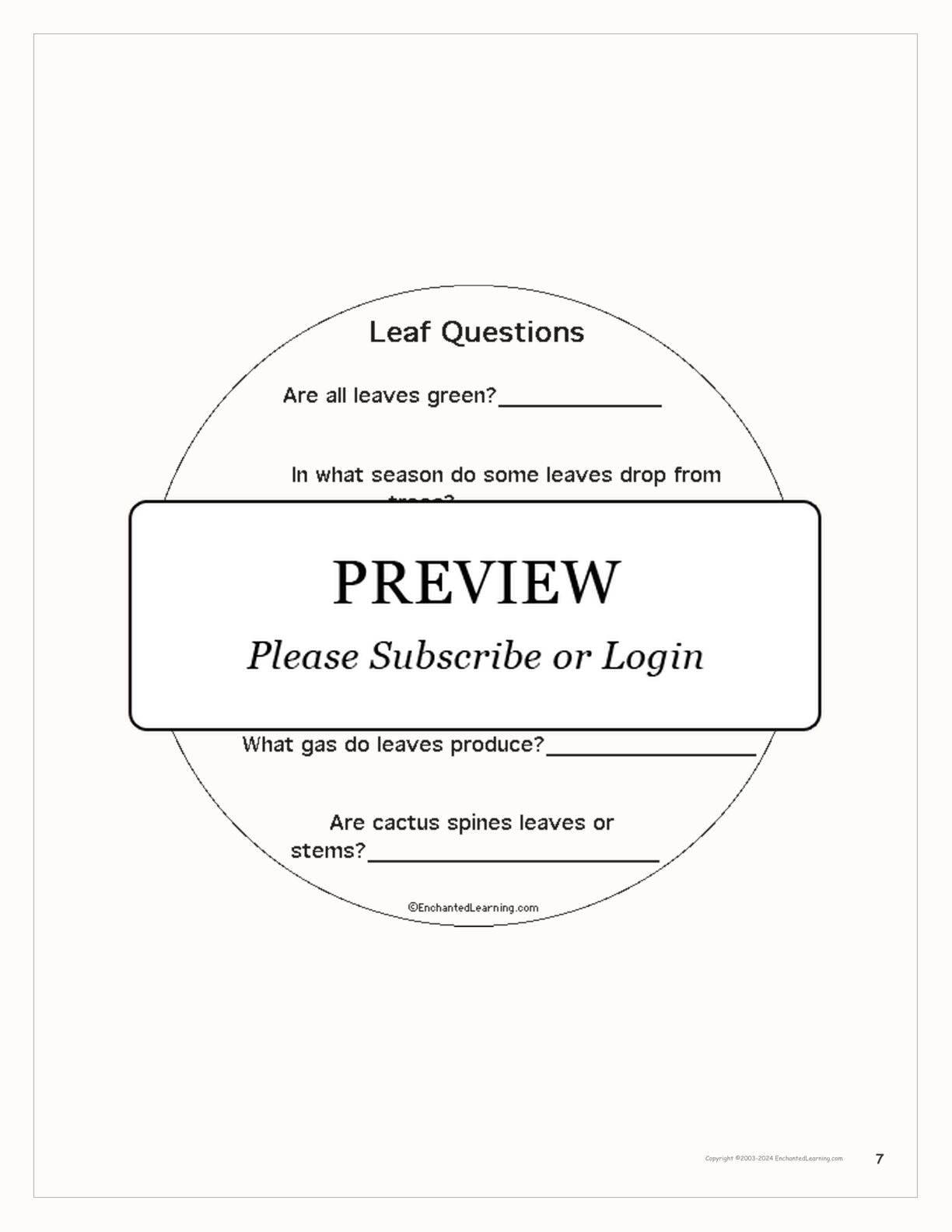 Leaf Printable Shape Book interactive printout page 7