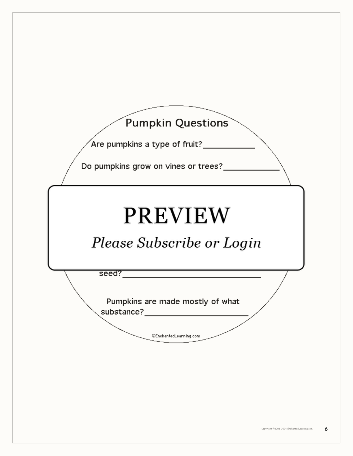 Pumpkin Shape Book to Print interactive printout page 6