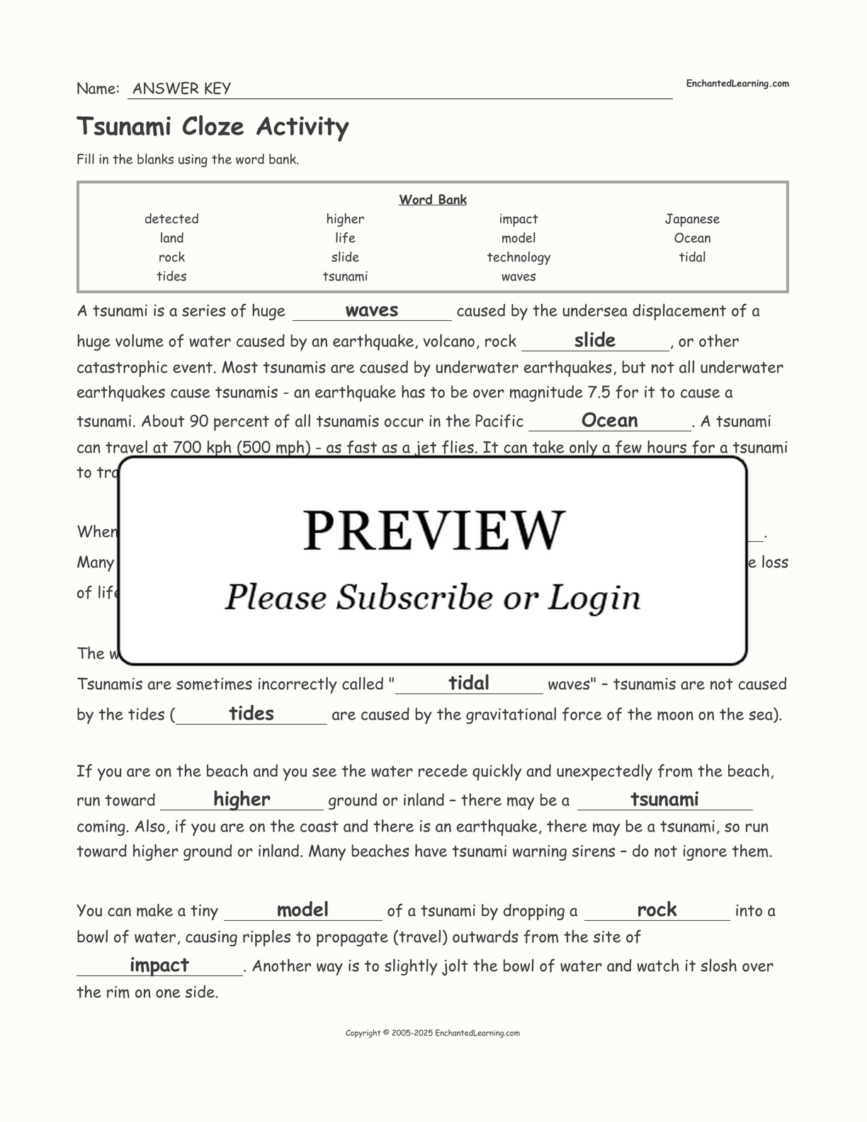 Tsunami Cloze Activity interactive worksheet page 2