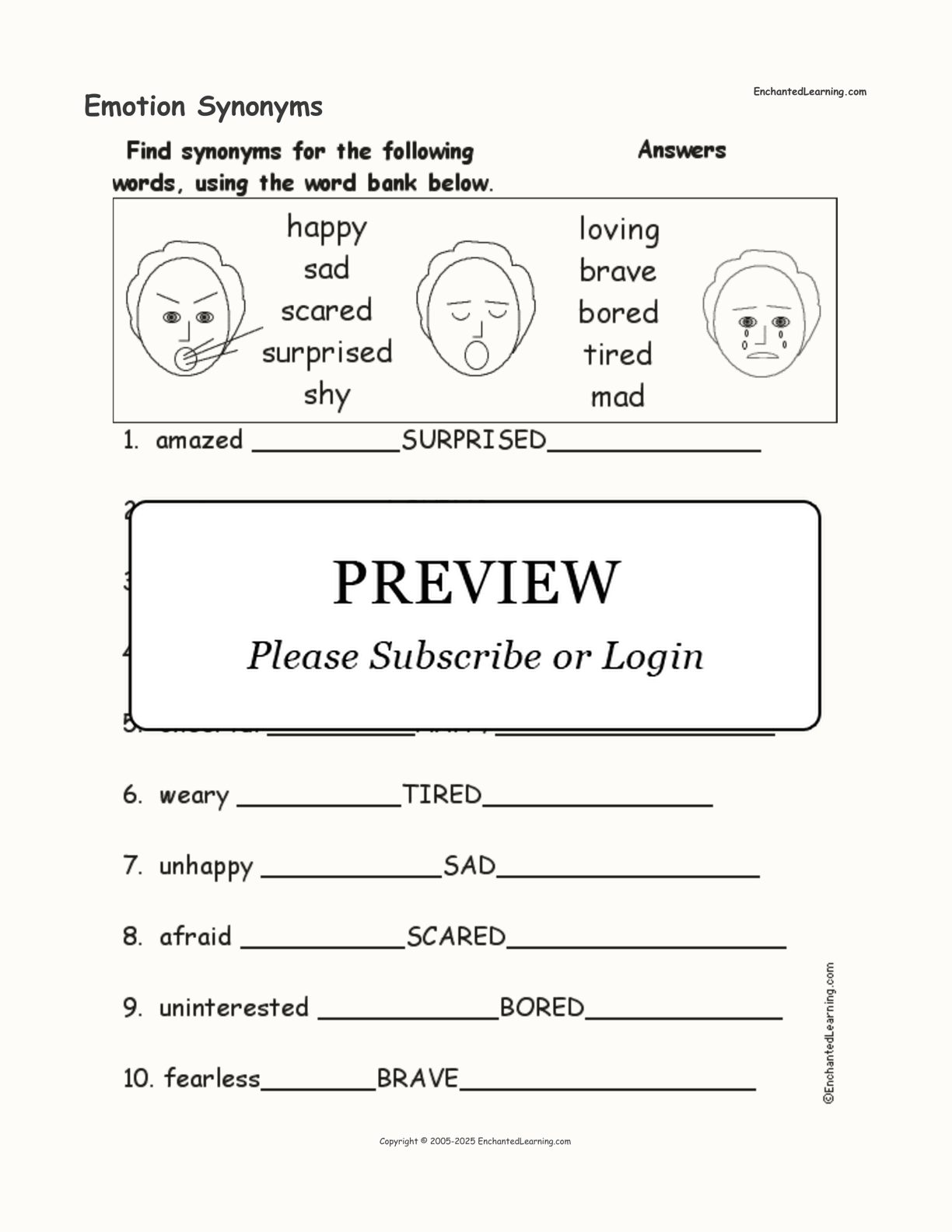 Emotion Synonyms interactive worksheet page 2