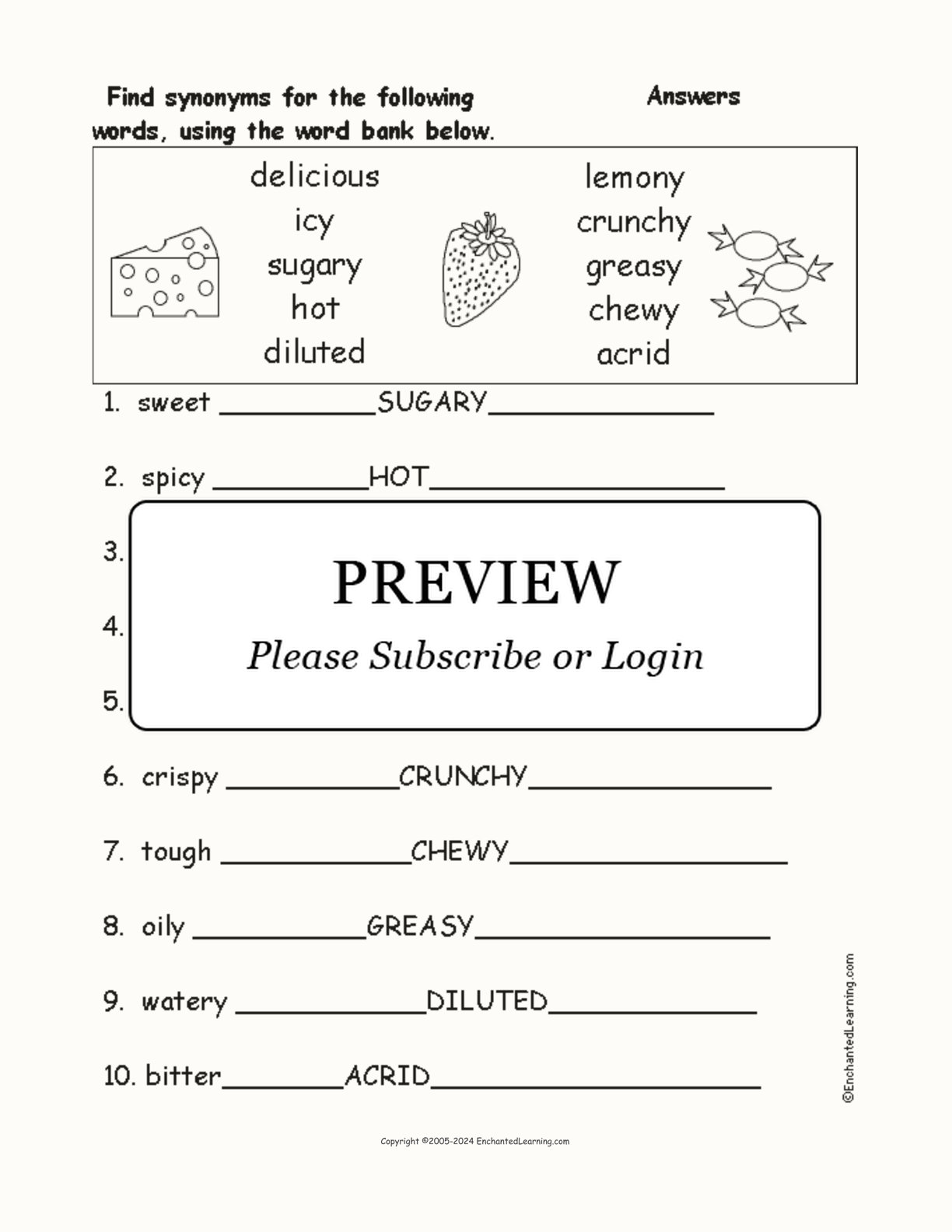 Food Synonyms interactive worksheet page 2