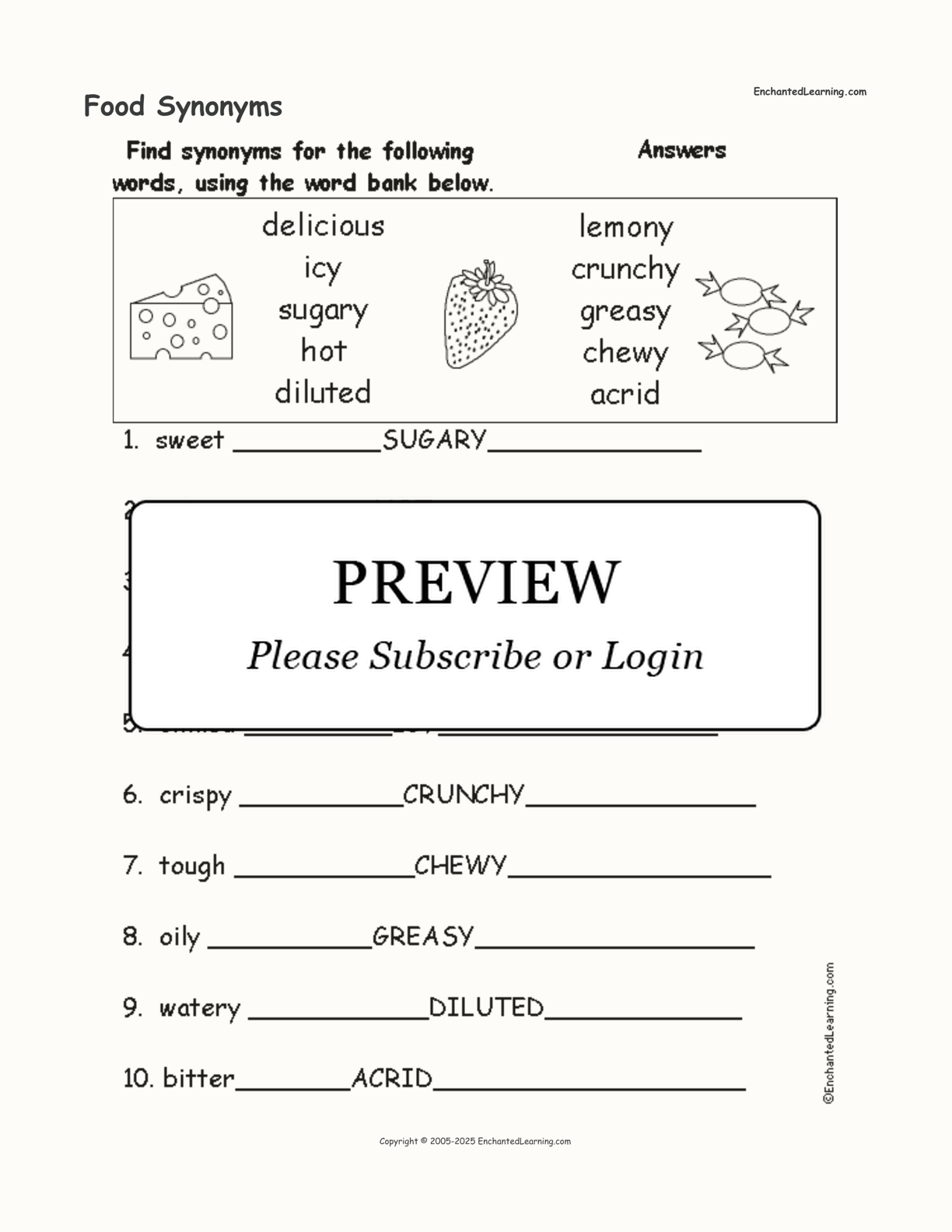 Food Synonyms interactive worksheet page 2