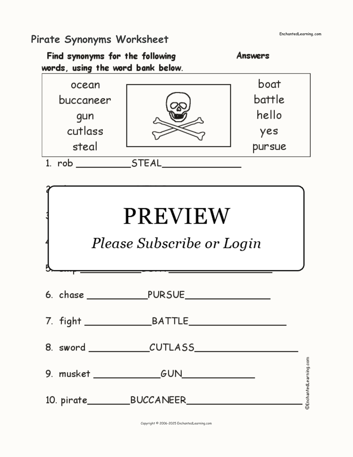 Pirate Synonyms Worksheet interactive worksheet page 2