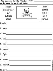 Pirate Synonyms Worksheet