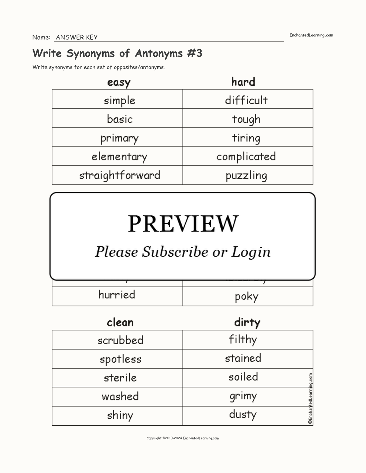 Write Synonyms of Antonyms #3 interactive worksheet page 2