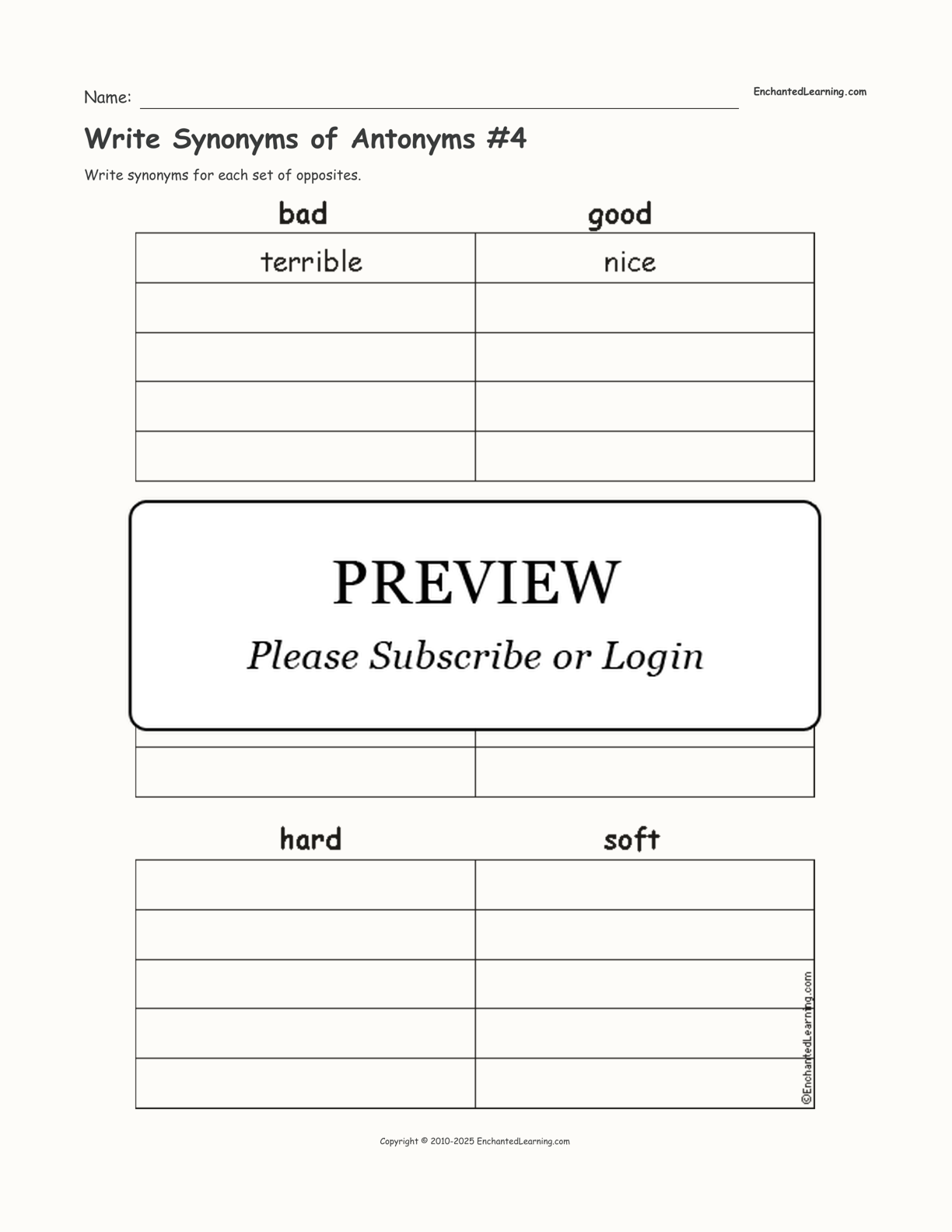 Write Synonyms of Antonyms #4 interactive worksheet page 1