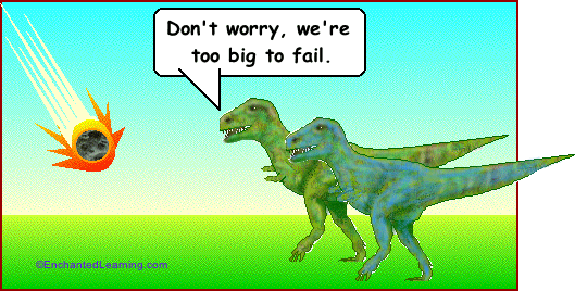 T-rex extinction comic. Don't worry, we're too big to fail