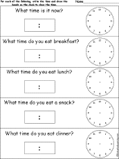 Search result: 'Telling Time - Daily Activities Worksheets'