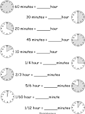 Search result: 'Fractions of an Hour Worksheet - Simple'