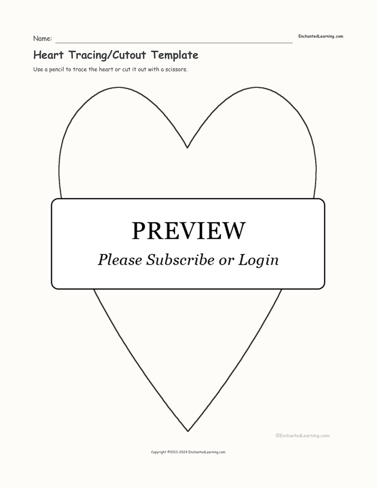 Heart Tracing/Cutout Template interactive worksheet page 1