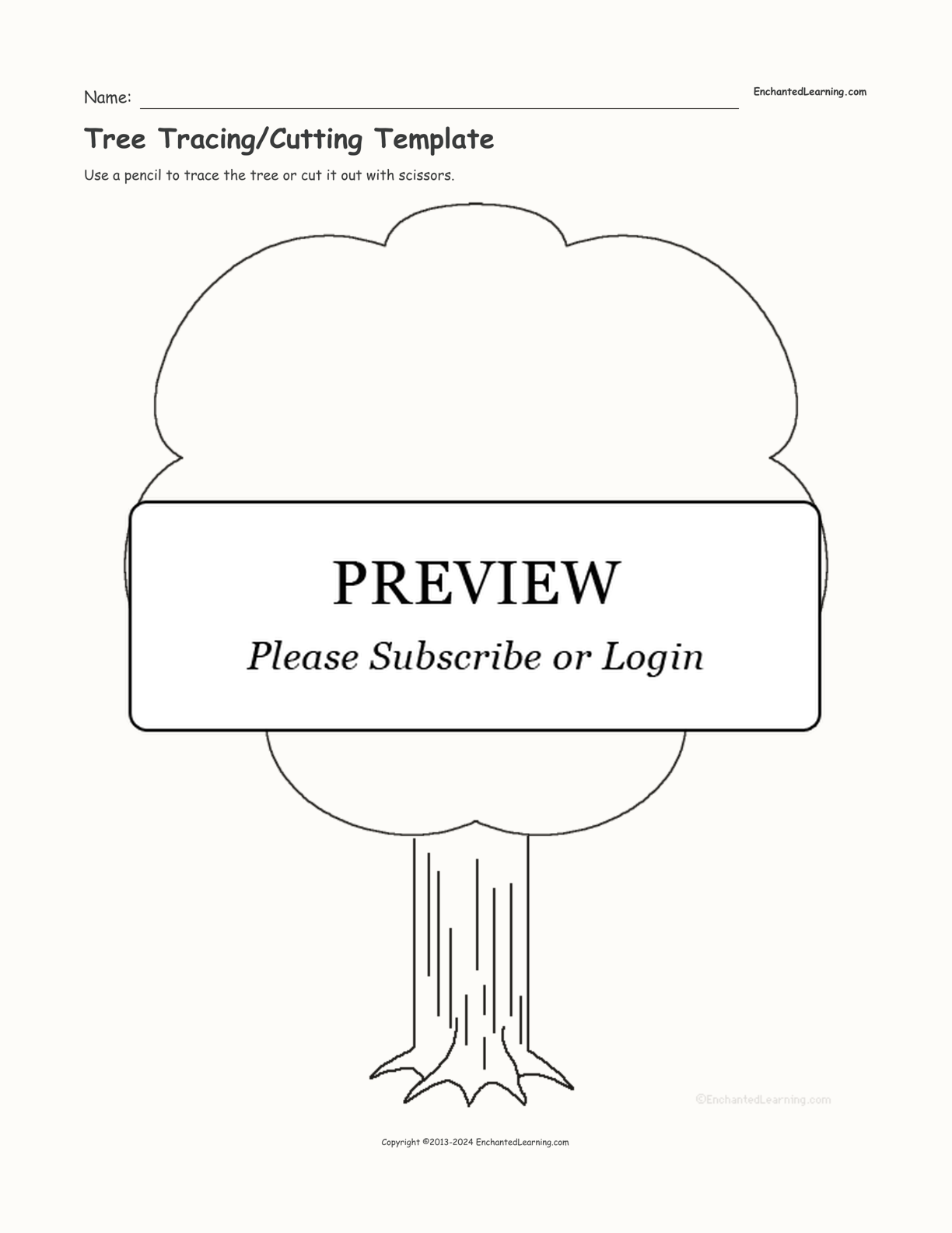 Tree Tracing/Cutting Template interactive printout page 1