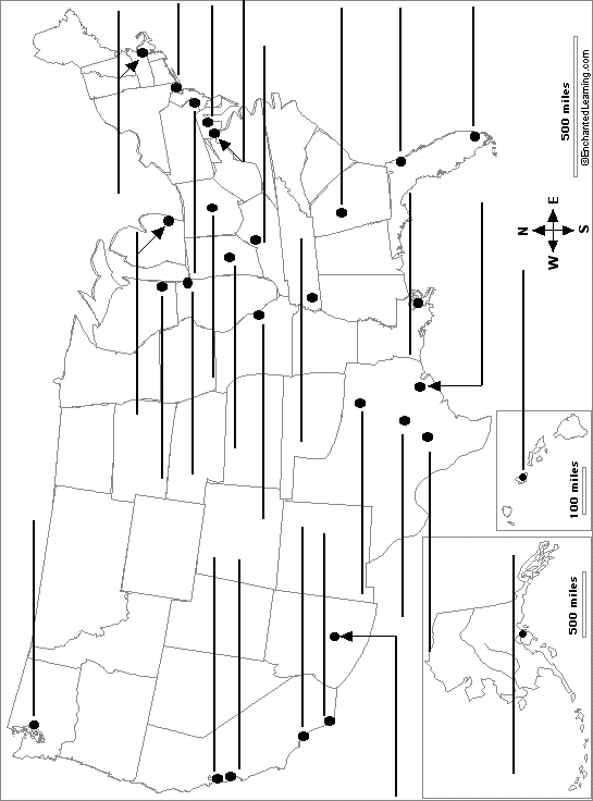 Label US cities map