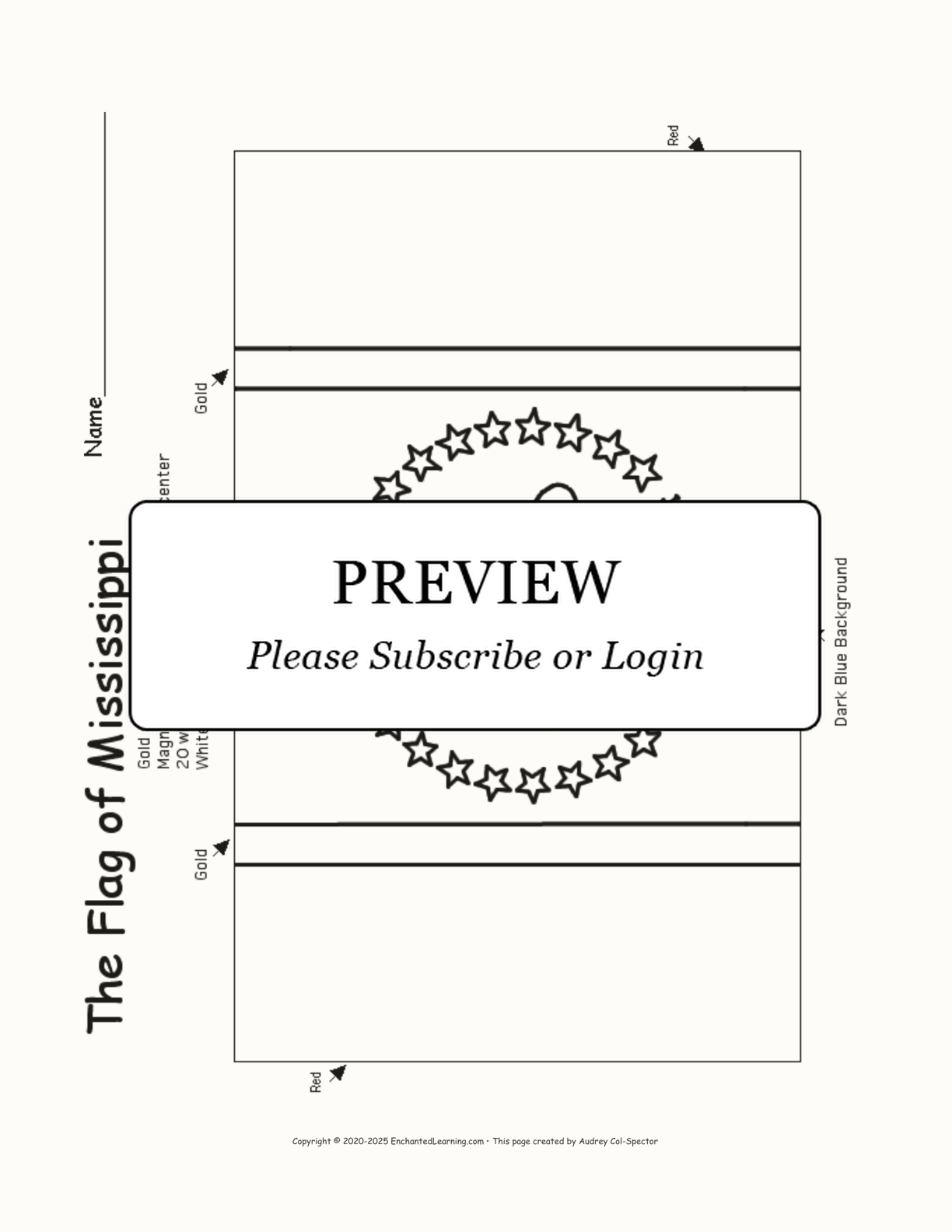 Flag of Mississippi Printout interactive worksheet page 1