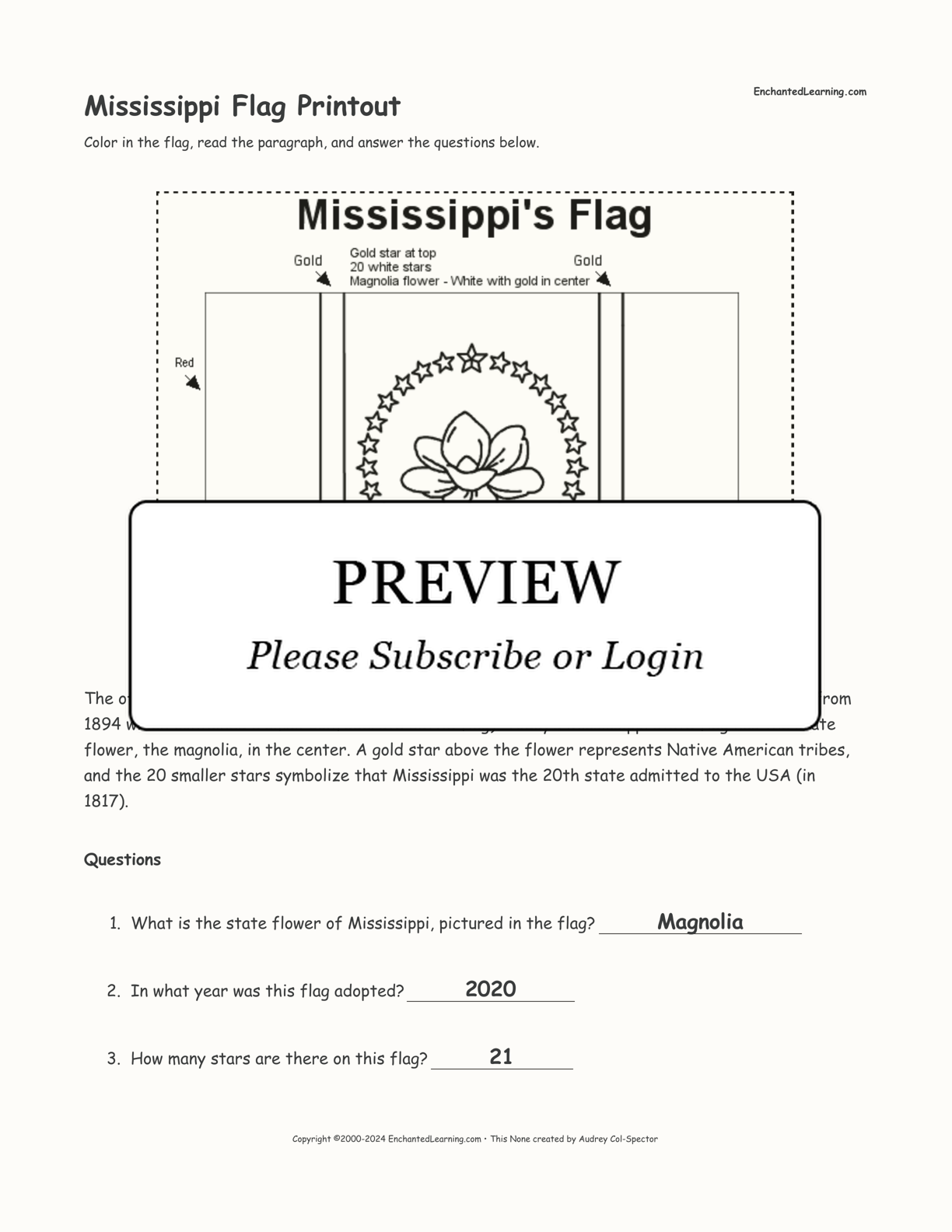 Mississippi Flag Printout interactive worksheet page 2