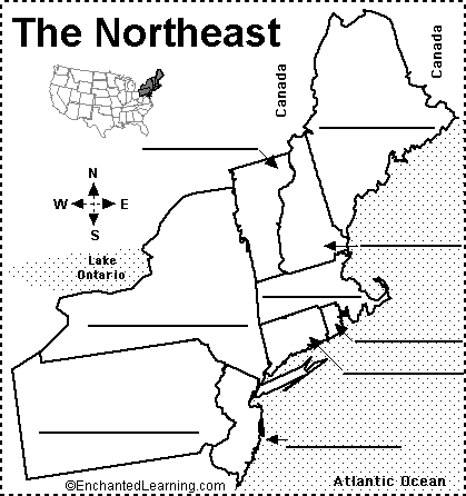 Search result: 'Label Northeastern US States Printout'