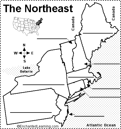 blank northeastern map