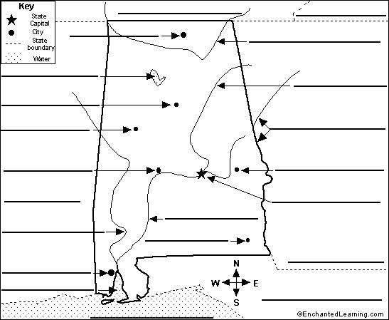 Label Alabama state map