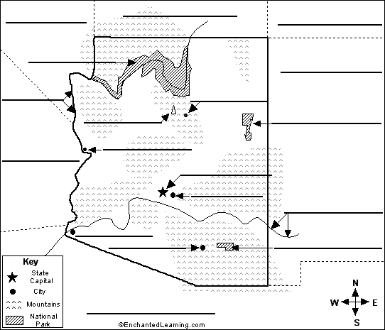 Label Arizona state map