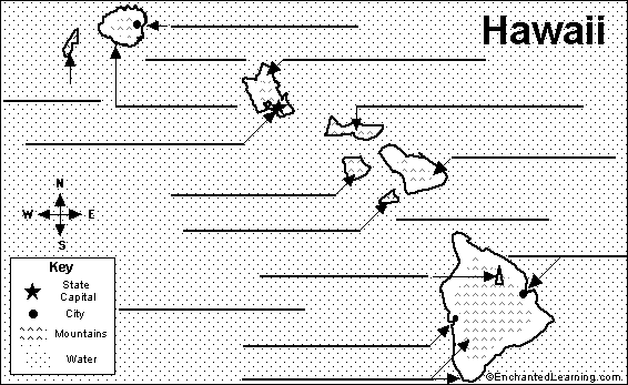 Label Hawaii state map