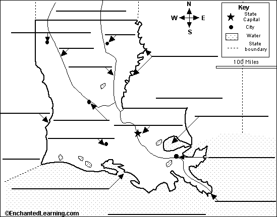 Label Louisiana map