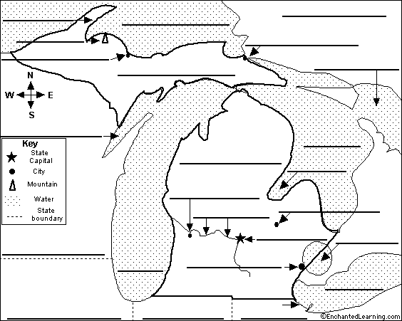 Label Michigan map