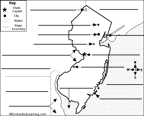 Label New Jersey map