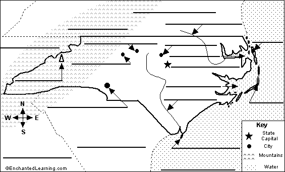Label North Carolina map