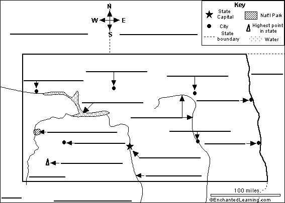 Label North Dakota map