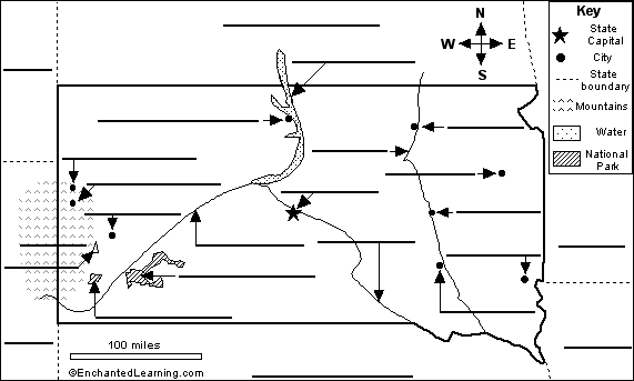 Label South Dakota map