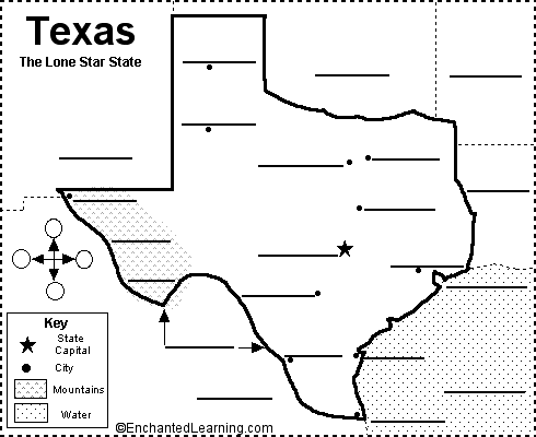 Label Texas state map