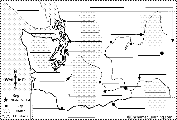 Label Washinton state map
