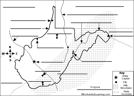 Label West Virginia map
