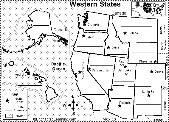 Search result: 'Label Western US States Printout'