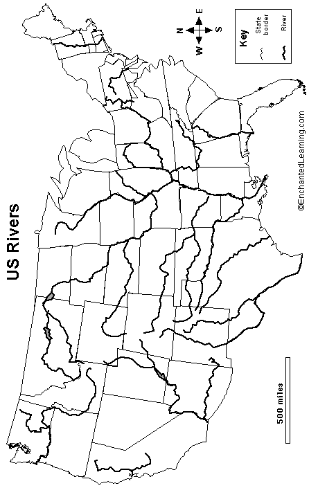 outline map US rivers