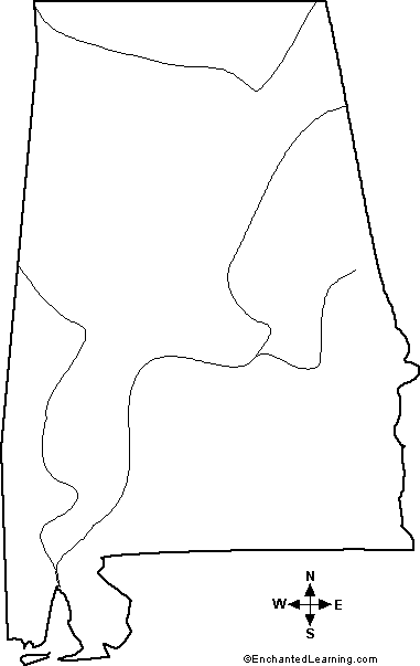 Outline Map Alabama EnchantedLearning