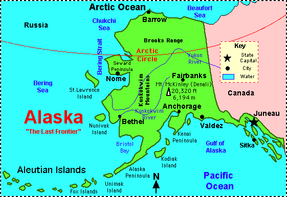 map of alaska with major cities Alaska Facts Map And State Symbols Enchantedlearning Com map of alaska with major cities