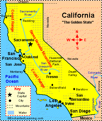 California Facts Map And State Symbols Enchantedlearning Com