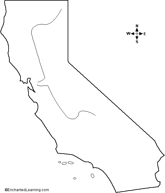 Outline Map California Enchantedlearning Com