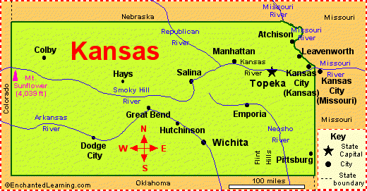 Kansas Facts Map And State Symbols Enchantedlearning Com