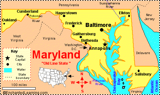 a map of maryland Maryland Facts Map And State Symbols Enchantedlearning Com a map of maryland